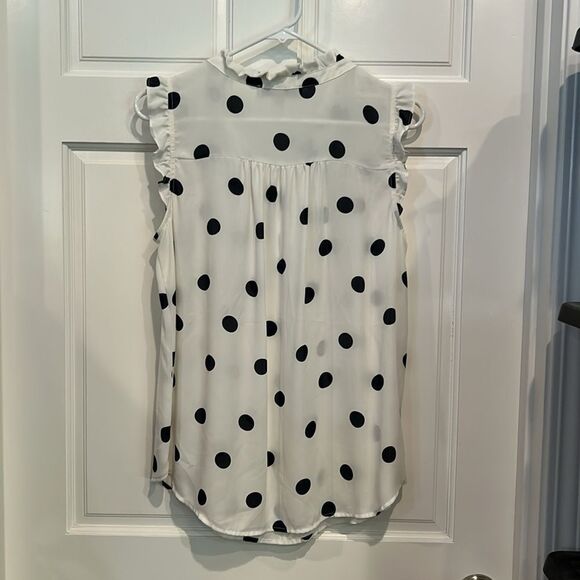LOFT White and Black Polka Dot Blouse - Picture 5 of 8